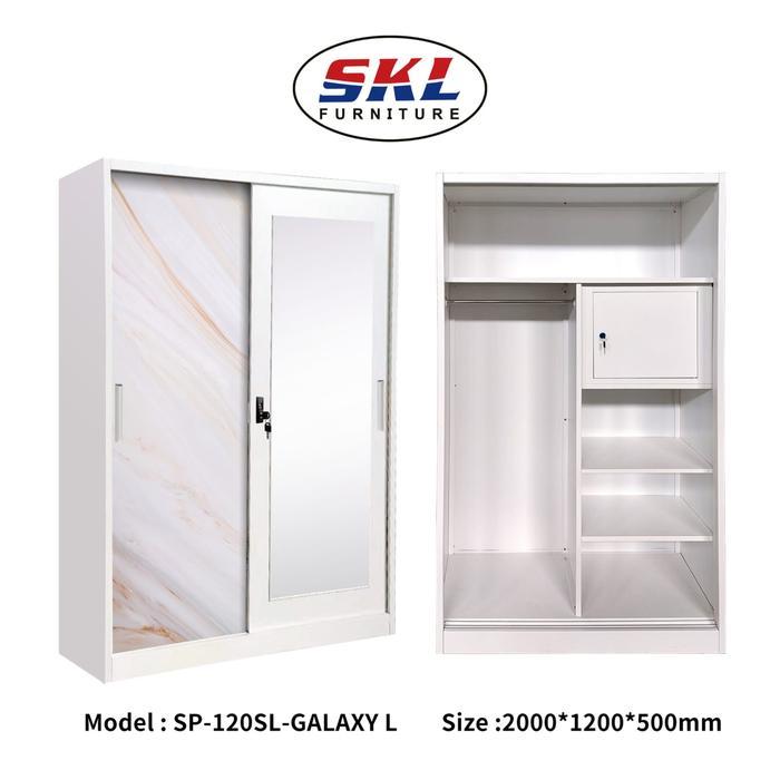 lemari pakaian besi sliding 2 pintu 120cm tinggi 200cm - GALAXY L