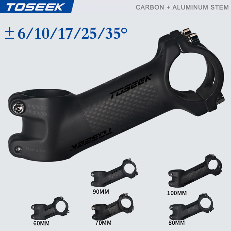 Toseek Carbon Fiber Mtb Stem 6/10/17/25/35 Degree Bike Stem Ultralight Stem 60/70/80/90/100mm Mtb