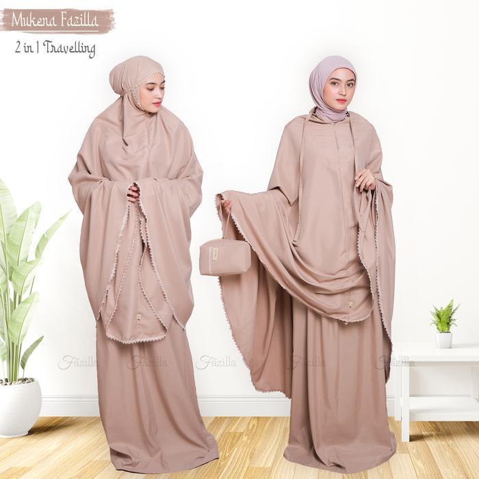SIAPKIRIM Mukena Fazilla Travel Jumbo Dewasa 2 in 1 Katun Polos Premium Adem Fazilla Milo Bawahan