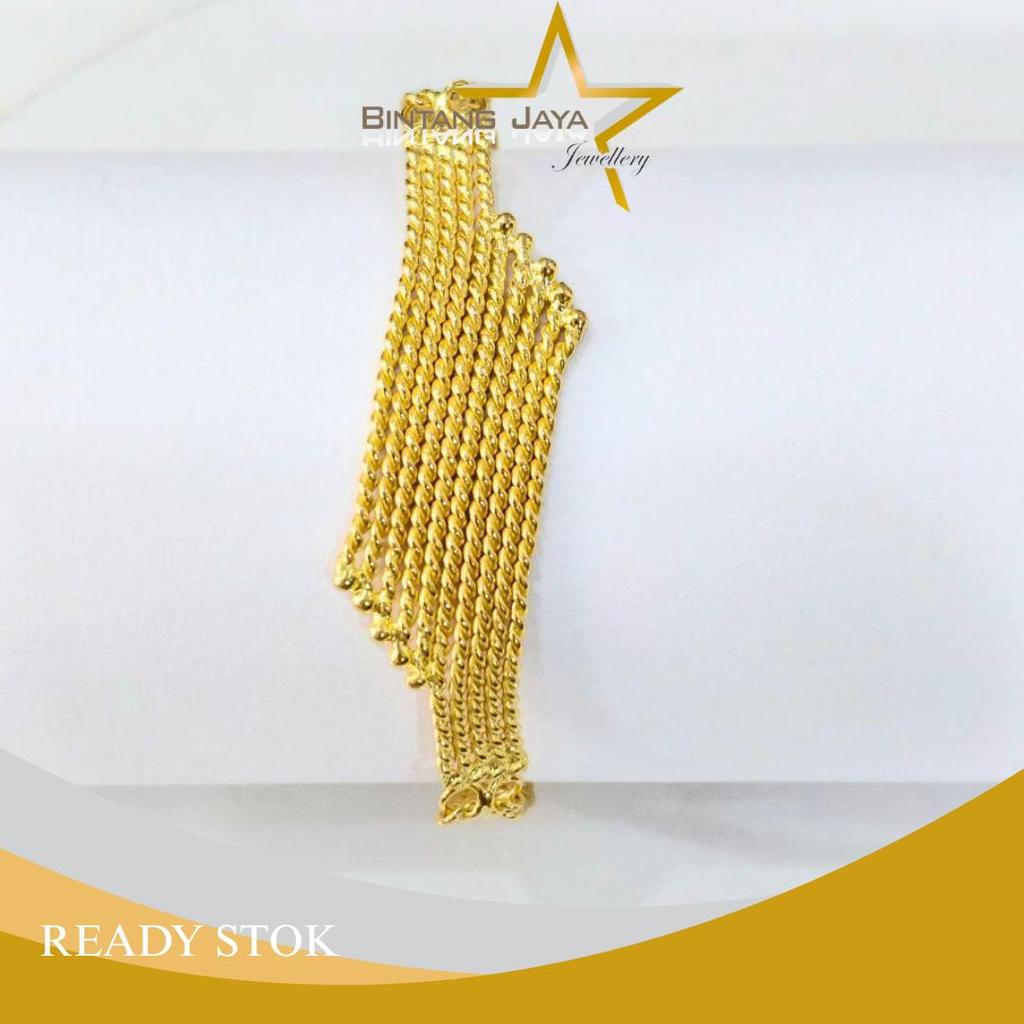 Gelang Emas LM99 Kipas Love | Berat 15gr - Kadar LM99 - Size 17.8CM | Tangan Berisi (PP)