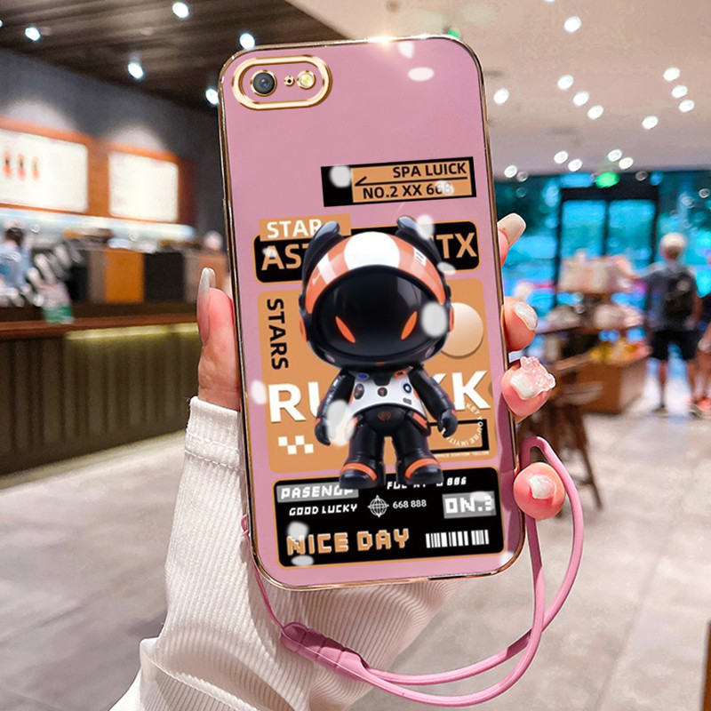 Casing Hp Untuk OPPO A71 A71K Case Casing Cesing pola astronot Kasing HP Kesing tali berlapis Siliko