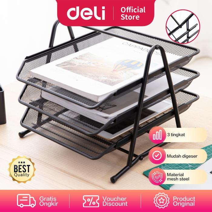 Promo Deli E9181 File Tray/Tray Dokumen-3-Tier Mesh File Tray