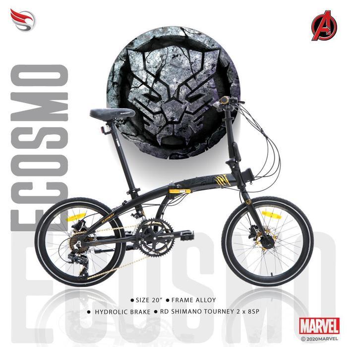 Terlaris Sepeda Lipat / Folding Bike 20 Element Ecosmo Z8 Black Panther