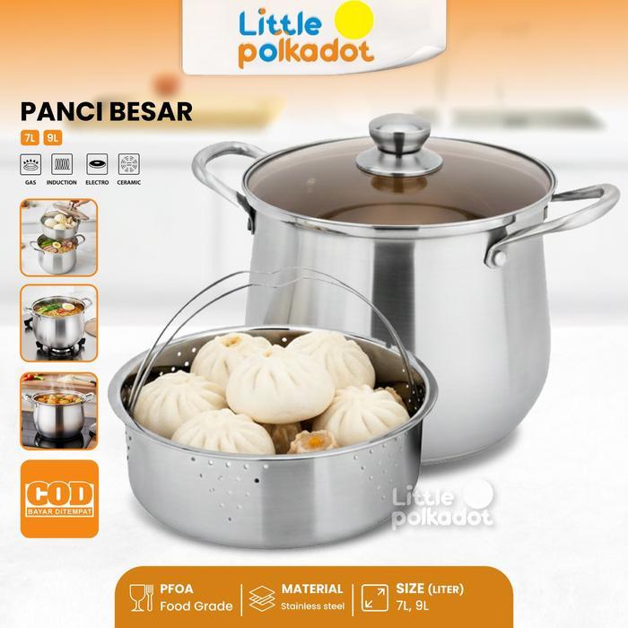 Sanken Living - Littlepolkadot9 Liter Panci Sup Stainless Panci Serbaguna Kapasitas Tinggi Panci