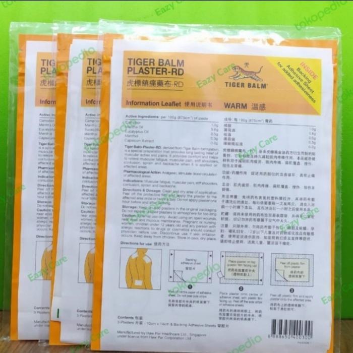 BEST SELLER TIGER BALM PLASTER TIGER BALM WARM SINGAPORE SZ 10X14 ORIGINAL HAW PAR HEALTHCARE
