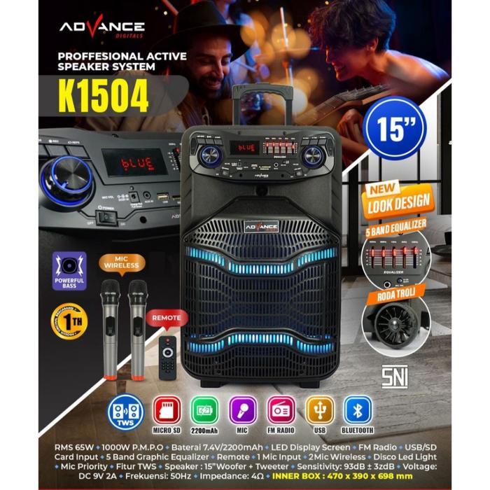 ADVANCE SPEAKER PORTABLE MEETING TROLEY 15 INCH K-1504 - speaker saja