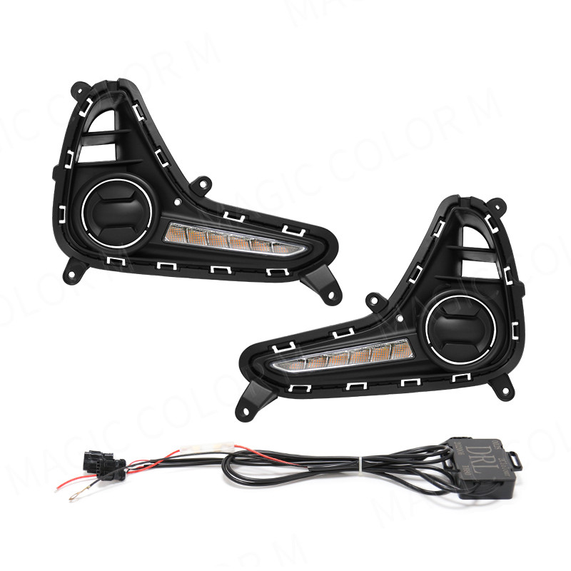 For Hyundai Grand I10 2017 2018 2019 DRL Daytime Running Light LED Fog Lamp Turn Signal Yellow White