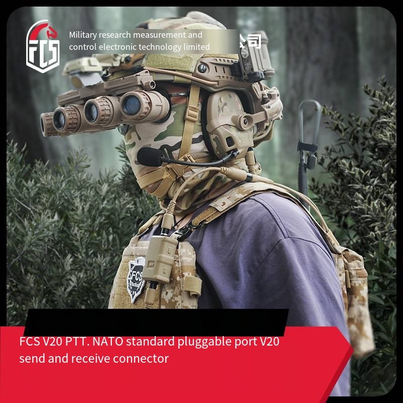 FCS V20 Tactical Communication Earphones Single Channel PTT Compatible PRC148 152 AMP