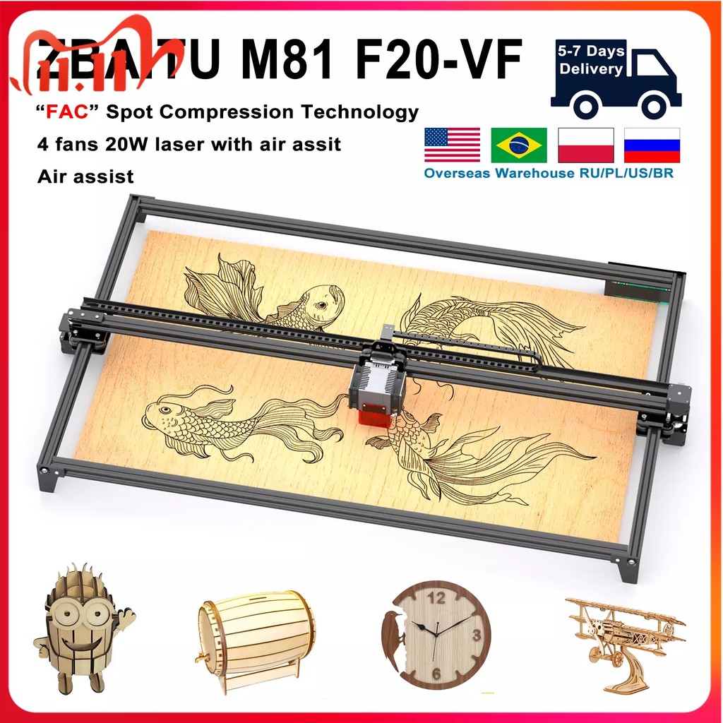 Pengukir Laser 81x4 6Cm/80X80Cm Perpanjang 4 Dioda 20W Kepala Laser CNC Kit Bantuan Udara Kayu Mesin
