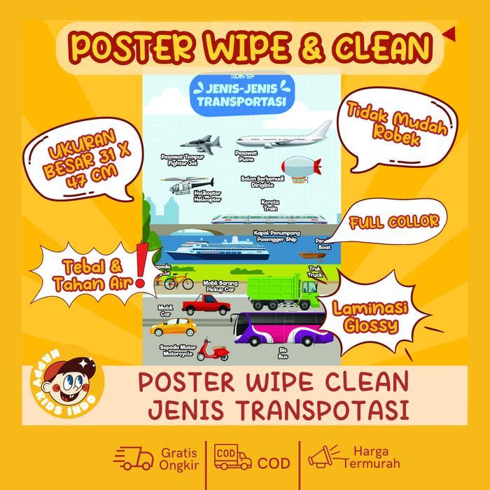 POSTER GAMBAR TRANSPORTASI - POSTER EDUKASI BELAJAR ANAK