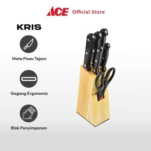 Kris Set 7 Pcs Pisau Dapur - Hitam Multifunctional Cooking Knife