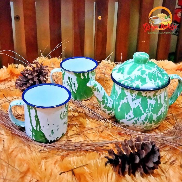 TEKO SET CANGKIR 2PCS LURIK 7CM JAMAN BAHELA