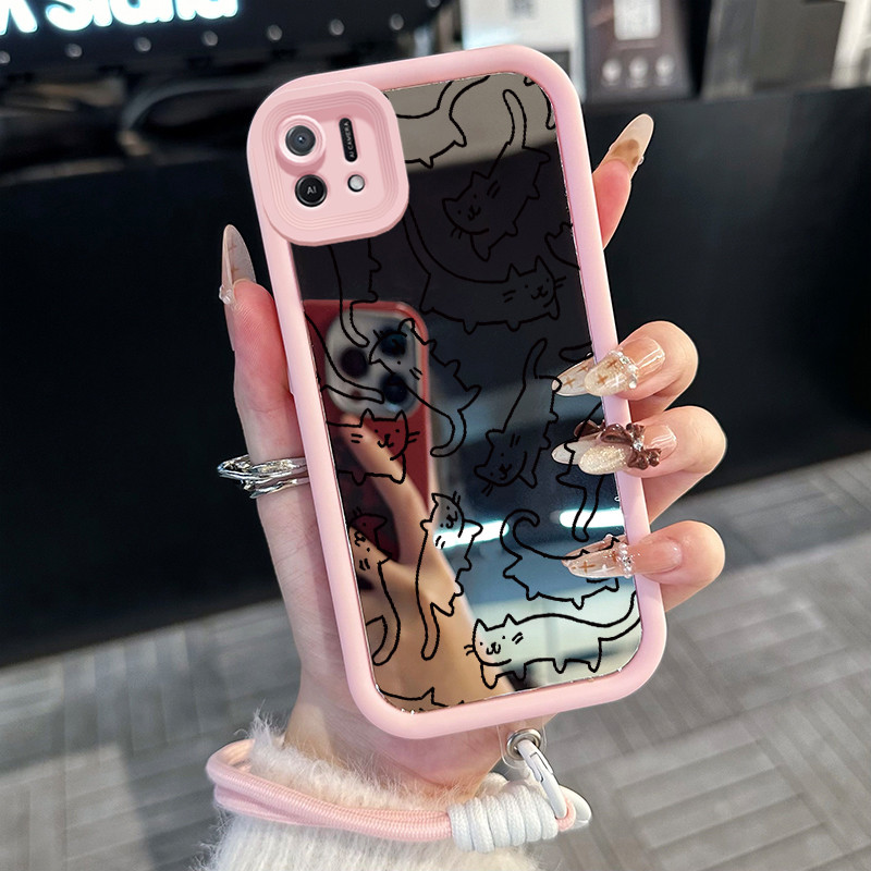 Casing Hp untuk OPPO A16K A16E Case Casing HP Softcase ponsel silikon Kasing lembut anti Cermin tali