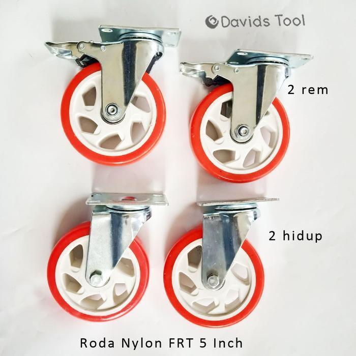 Roda Troli Lemari Meja Ban Gerobak Nylon Merah 4 5 Inch Set FRT