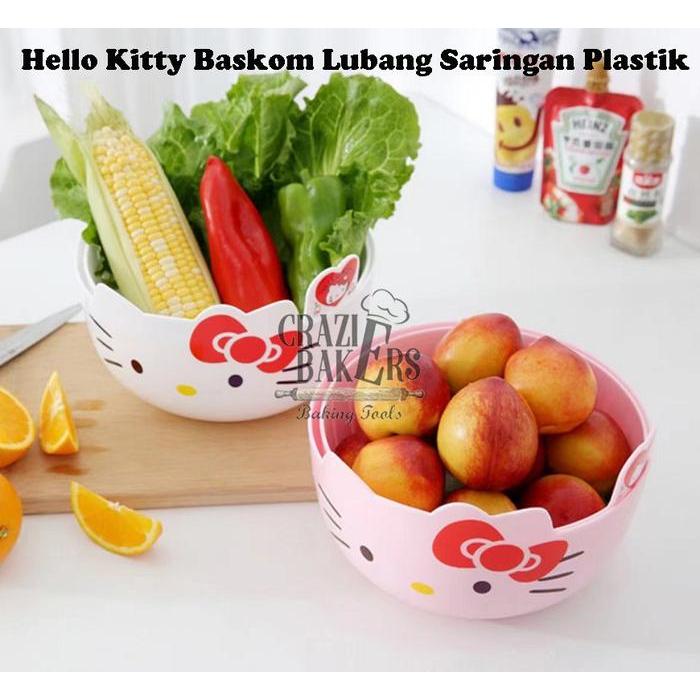 Hello Kitty Baskom Lubang Saringan Plastik