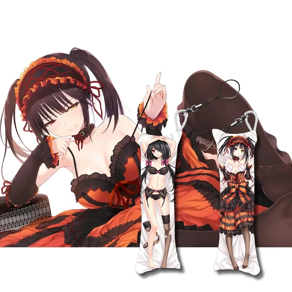 Date A live Tokisaki Kurumi Mini Dakimakura Anime Keychain Double Sides Mini Pillow Hanging Ornament