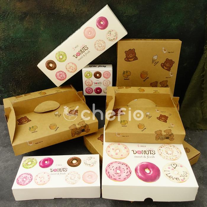 ASLI Kotak Donat Kertas Cake Box Pizza Kue Bolu Pie Susu Dessert Kraft Box Ready stock