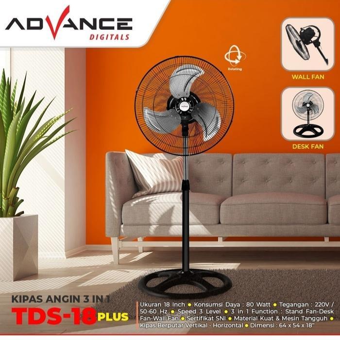 HARGA DISKON ADVANCE KIPAS TORNADO BESI 3 IN 1 TDS-18 PLUS KUAT 3 FUNGSI