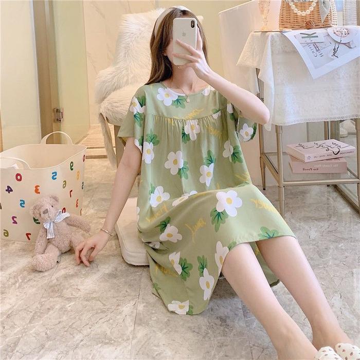 Kinie Daster Rayon Viscose Wanita Model Haruka Baju Tidur Panjang Adem Lembut Busui Kain Tipis Motif