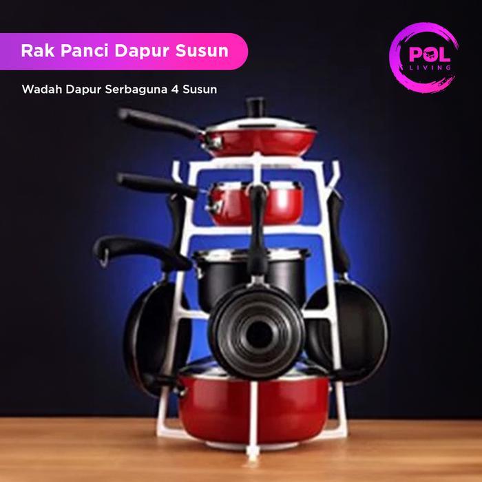 [POL] COD Rak Panci 4 Susun Plastik Cookware Holder Cookware Organizer Rak Dapur