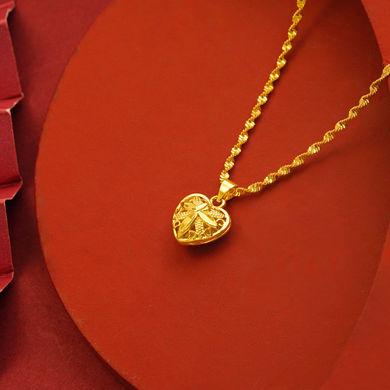 Heart Collarbone Chain 24K Gold AU999 Women - Classic style, delicate 24K material, reliable AU999