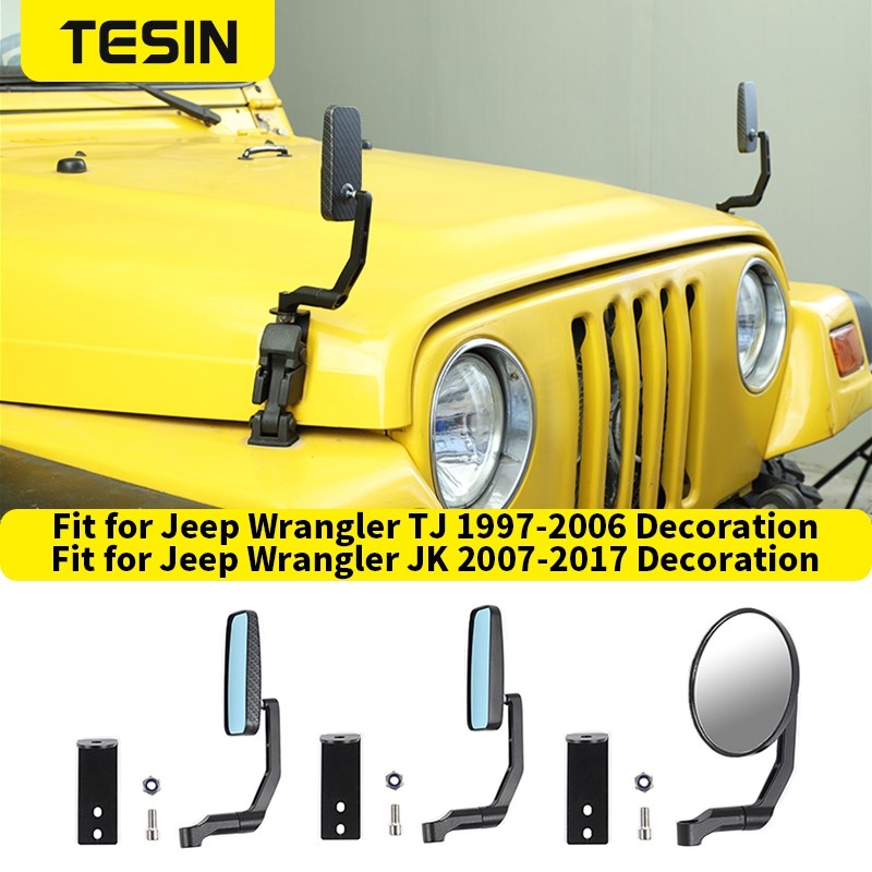 TESIN Car Hood Latch Catches Blind Spot Mirror Reversing Auxiliary Mirror for Jeep Wrangler TJ JK