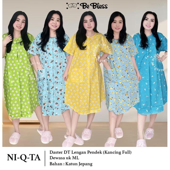 Daster Dt Lengan Pendek Katun Jepang Niqta Dewasa (Ukuran M, L) Baju Tidur Bumil Busui Friendly Nqt
