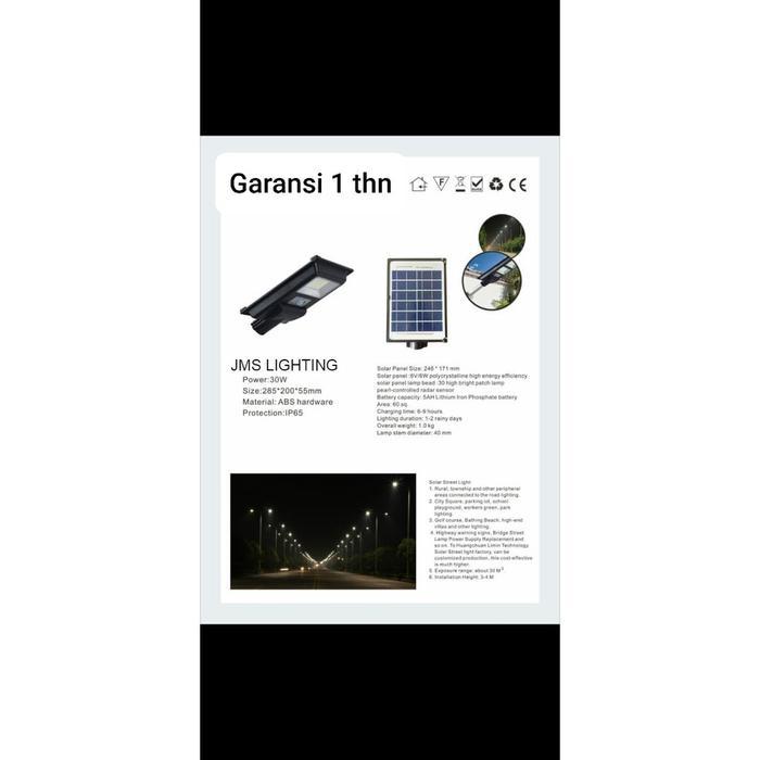 Lampu Pju Solar Cell 30W Tenaga Surya All In 1 30 W 30Watt Cahaya Putih / Cahaya Kuning Pju Solar