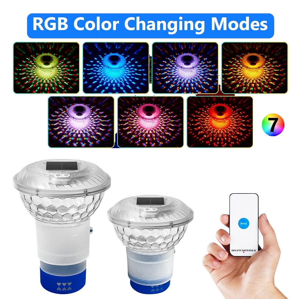 Solar Pool Chlorine Floater With Colorful Lights Floating Pool Chlorine Dispenser Chlorine Tablet