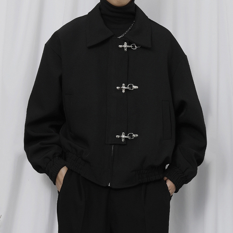 Ican Style Pu Leather Jacket Loose Casual Spring Autumn Men'S Women'S Aircraft Buckle Street Fashion