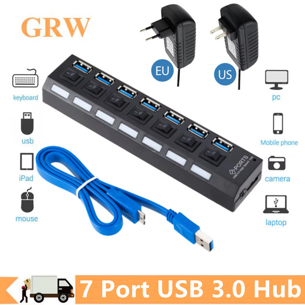 Usb 3.0 Hub Usb Hub Splitter Multi Usb 3.0 Hub Multiple 4/7 Port Hub Splitter With Power Adapter