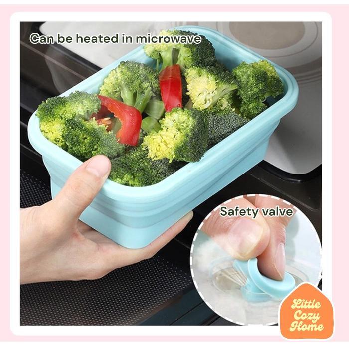 Foldable Lunch Box / Kotak Makan Lipat Satuan Eceran Expandable Bahan Container Silicone Lunch Box /