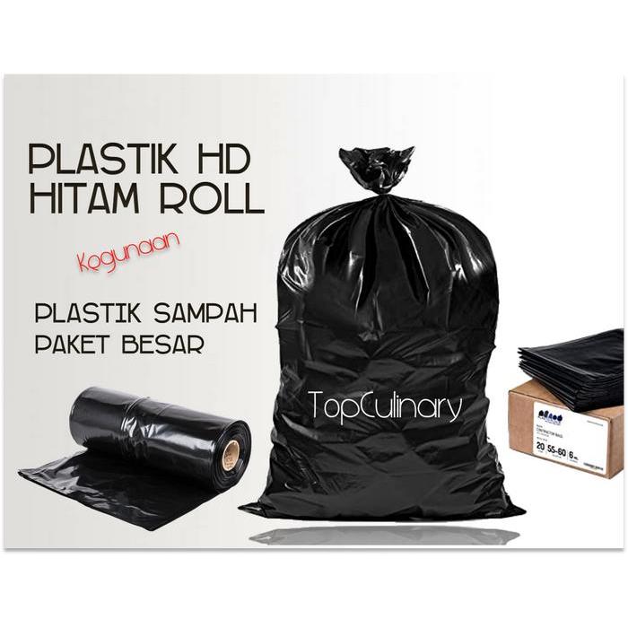 "New" KANTONG PLASTIK HD HITAM SAMPAH ROLL TEBAL - TRASH BAG 60 X 100