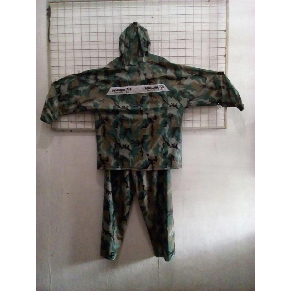 ASLI Agen grosir jas hujan penguin army doreng xxl jaket celana pvc READY STOCK