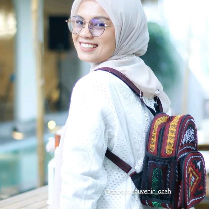 DISKON Tas Ransel Bordir Aceh Cewek - Ukuran 19x26x9cm, Bahan Berkualitas Tinggi - Fashion, Wanita