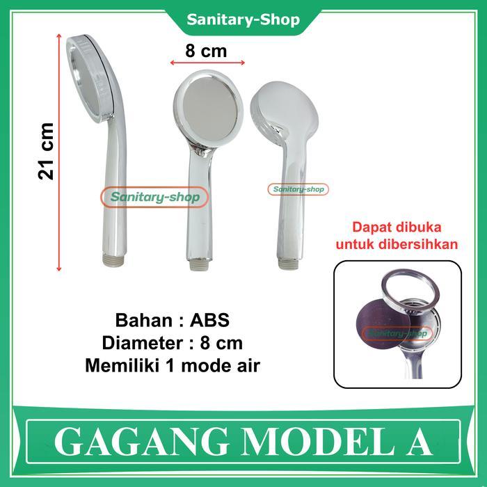Gagang Kepala Hand Shower Mandi Bulat Kotak Chrome Krom Doff Silver