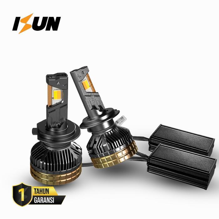 Isun Led Headlamp Mobil Isun T75-3C 3 Warna Plug & Play Listrik Aman Dc 936V Max 150W