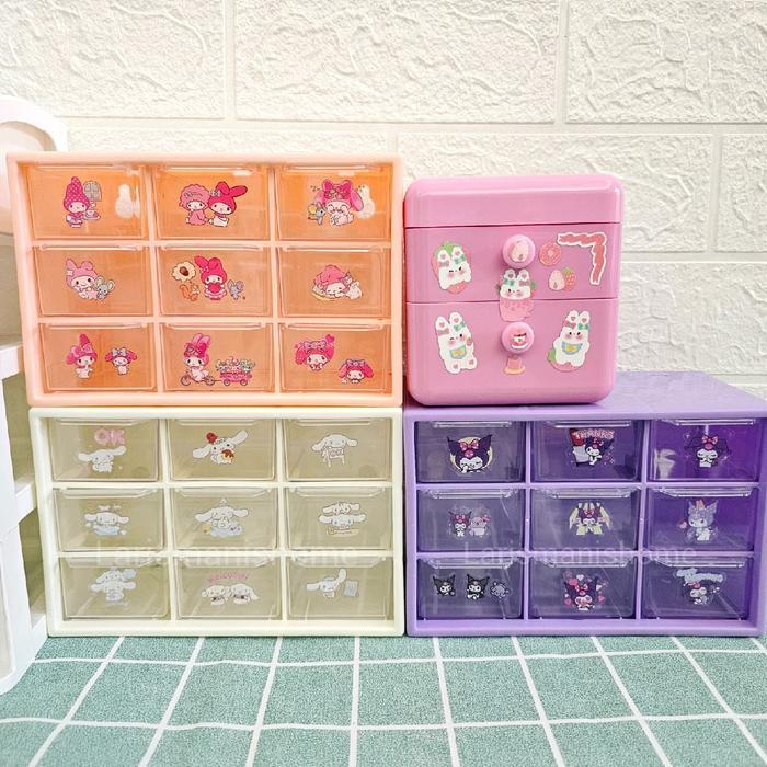 RK2162 Kotak Laci 9 sekat Sanrio FREE STICKER Box Laci Aksesoris Mini