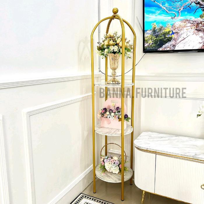 Rak Sangkar Burung Gold Rak Sudut Ruangan Rak Sangkar Burung Rak Serbaguna Rak Hias Estetik Tbk