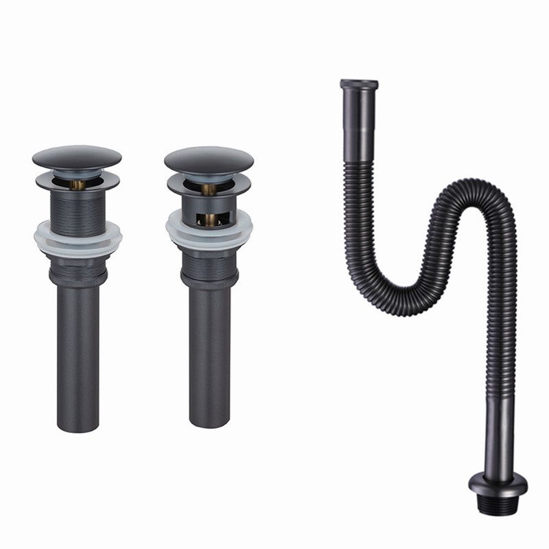 Gunmetal gray Solid Brass Bathroom Sink Pop Up Drain gray color bathroom parts with&without overflow