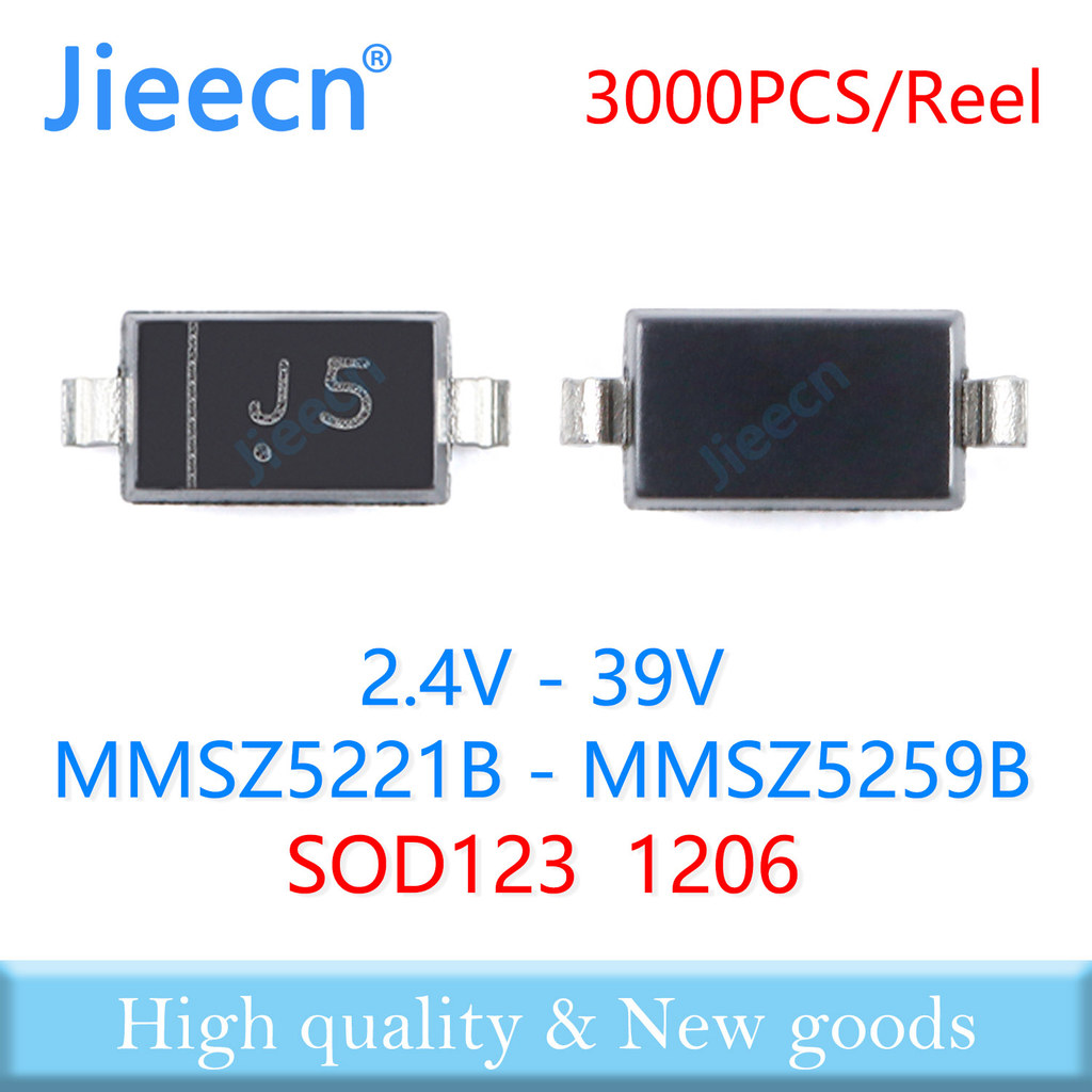 Jieecn 3000PCS SOD123 MMSZ5221B - MMSZ5259B High quality SMD 1206 Zener diode diodes 2.4V - 39V 2.7V
