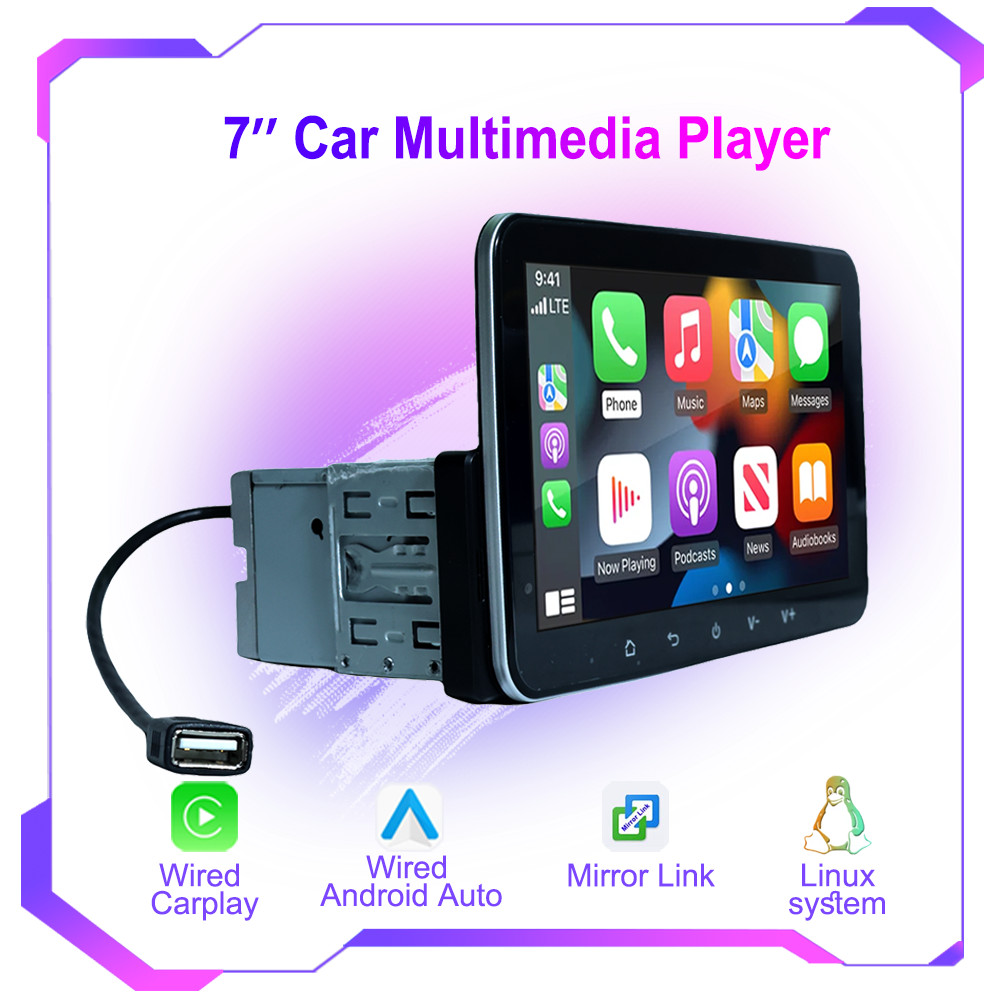 Car Stereo Wired Apple CarPlay Android Auto Single Din 7 Inch Touchscreen Bluetooth-Compatible, Benz
