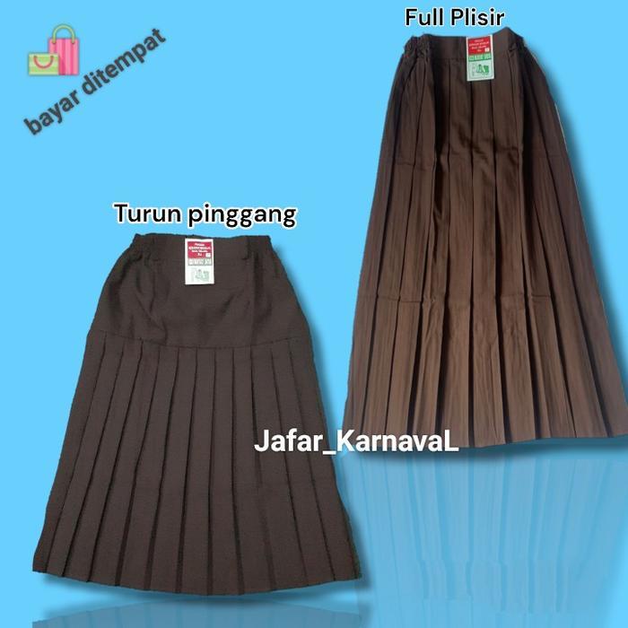 SERAGAM SEKOLAH ROK PANJANG PRAMUKA COKLAT SD, SMP ,SMA REMPEL LIPIT TURUN PINGGANG, SERAGAM PRAMUKA