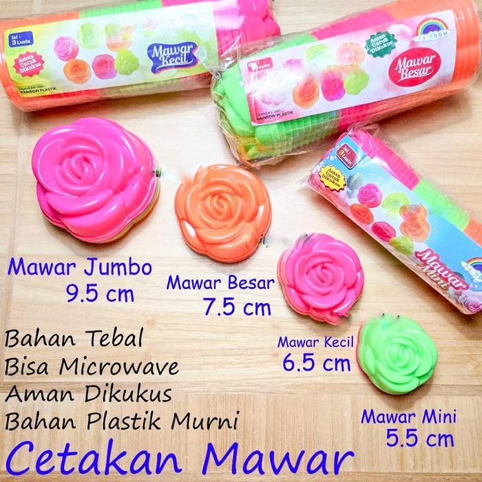 Cetakan Puding Bunga Mawar Plastik Isi 12Pcs / Cetakan Pudding Flower Rose / Loyang Bolu Kukus