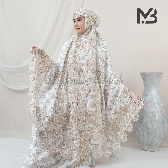 Mukena Naira Princess Dewasa Katun Foil Renda Mewah Motif Cantik Bunga Putih Bw Tbk