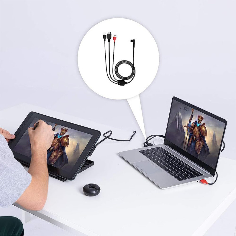 3-in-1 Cable CB05A ONLY Suitable for huion Graphics Tablet Kamvas 12 Kamvas 13/13 gen 3 Kamvas 16