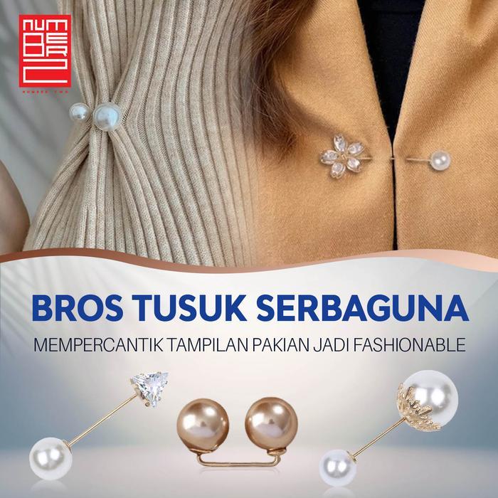 Peniti bros tuspin tusuk jilbab kebaya wanita warna emas silver aesthe