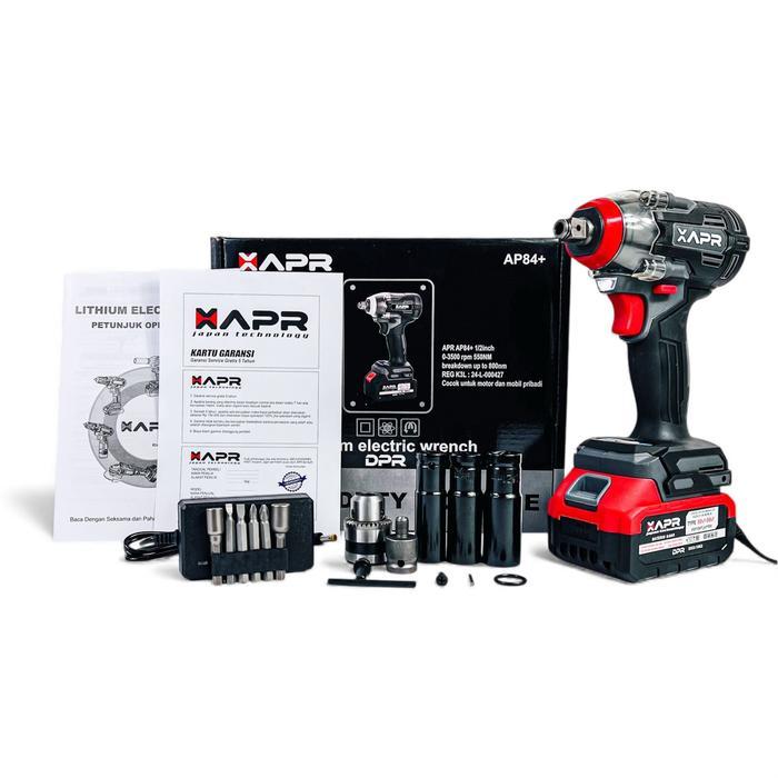 Xapr Ap84+ Mesin Pembuka Baut Impact Wrench 2 Baterai Cordless 88Vf 550Nm Set Aksesoris
