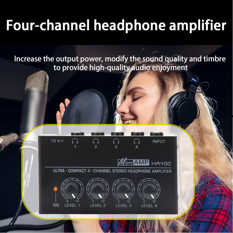 HA400 headphone amplifier ultra compact stereo headphone amplifier 4-channel music audio amplifier