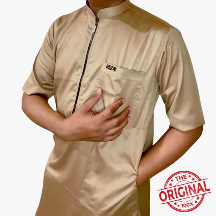Baju koko semi kurta Coksu Saudi Polyester Import lengan pendek resleting Besi nikel original / Baju
